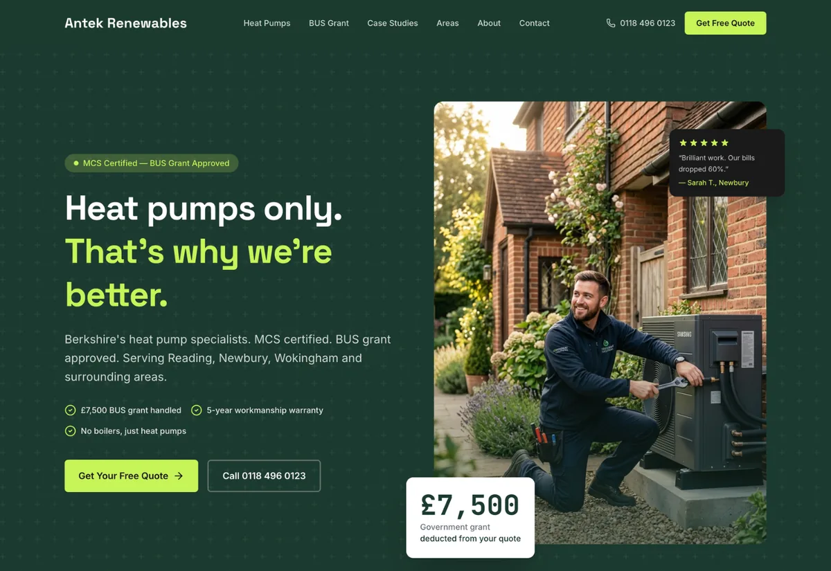 Renewables & Heat Pumps demo site preview